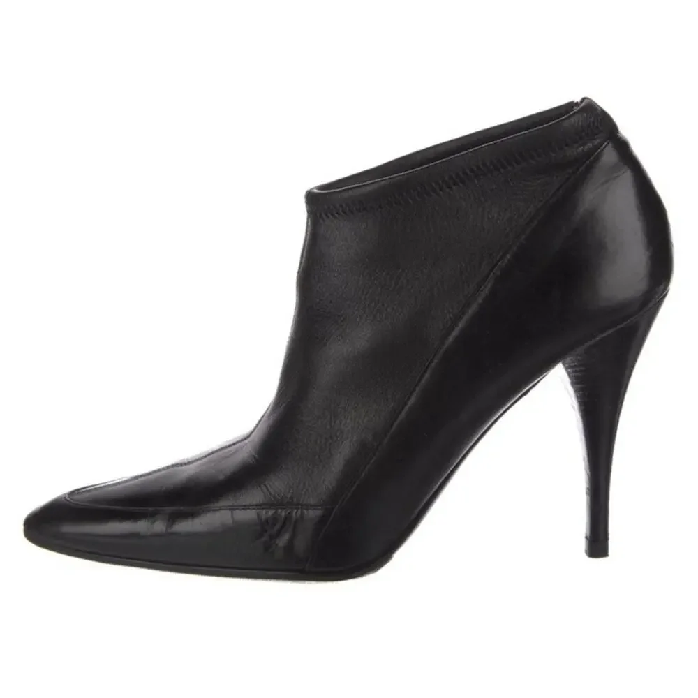 Gucci Black calf Leather Heeled Ankle Slip On Booties US 8.5 - Picture 2 of 6